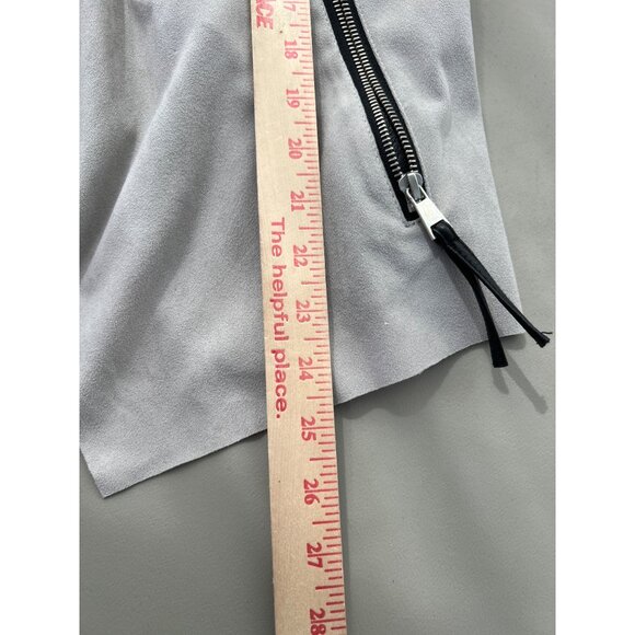 Blanc Noir Faux Leather Cardigan Vest Womens Small Zip Pockets Black Beige Moto - Picture 5 of 7